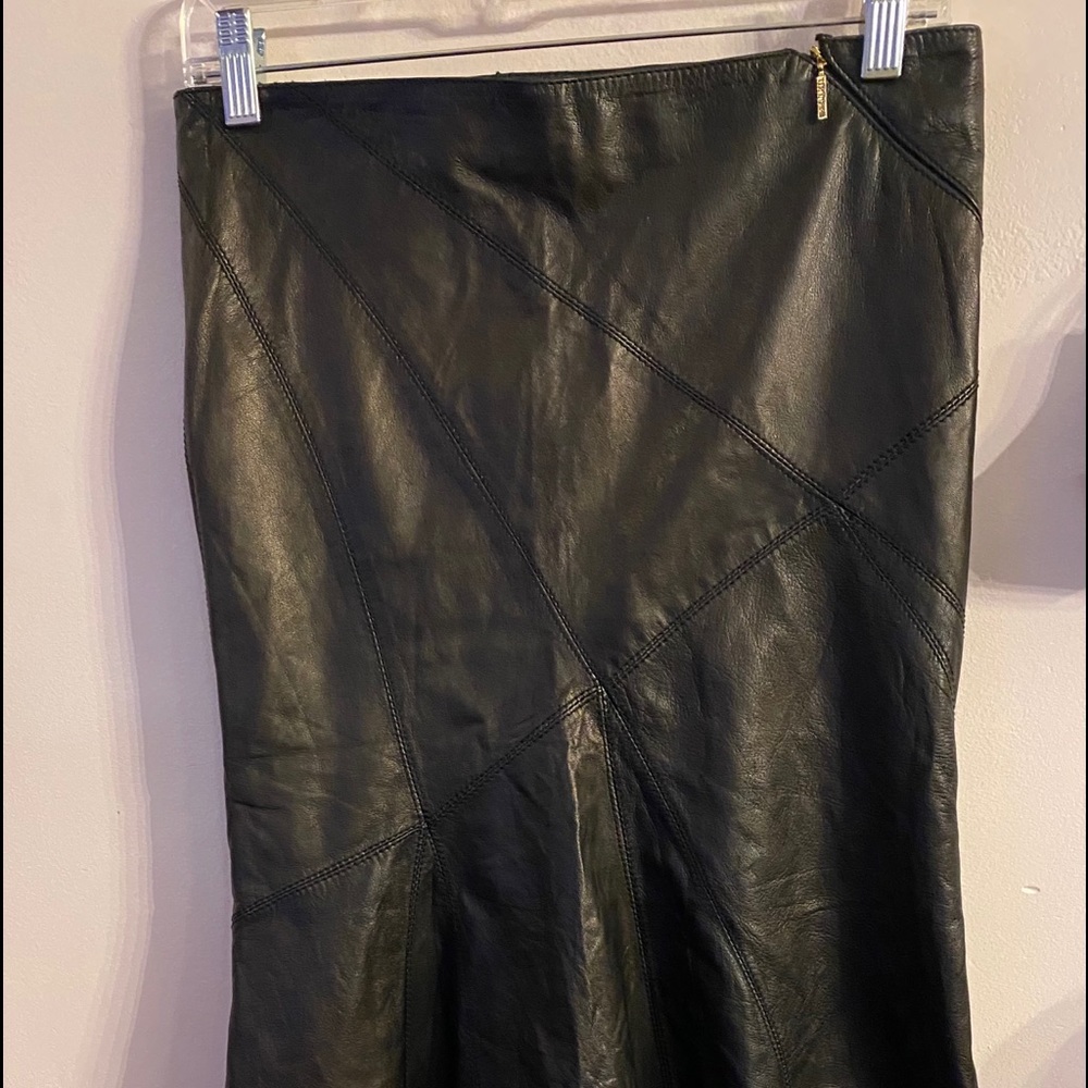 ROBERTO CAVALLI black BUTTER soft Leather skirt
